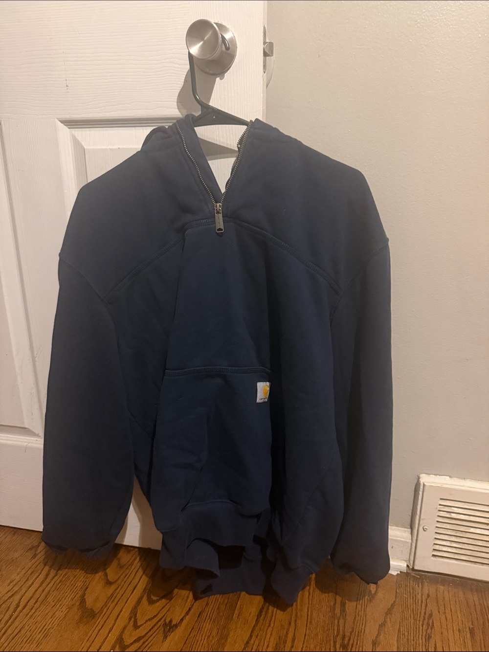 Carhartt Men's Navy Half-Zip Hooded Work Pullover